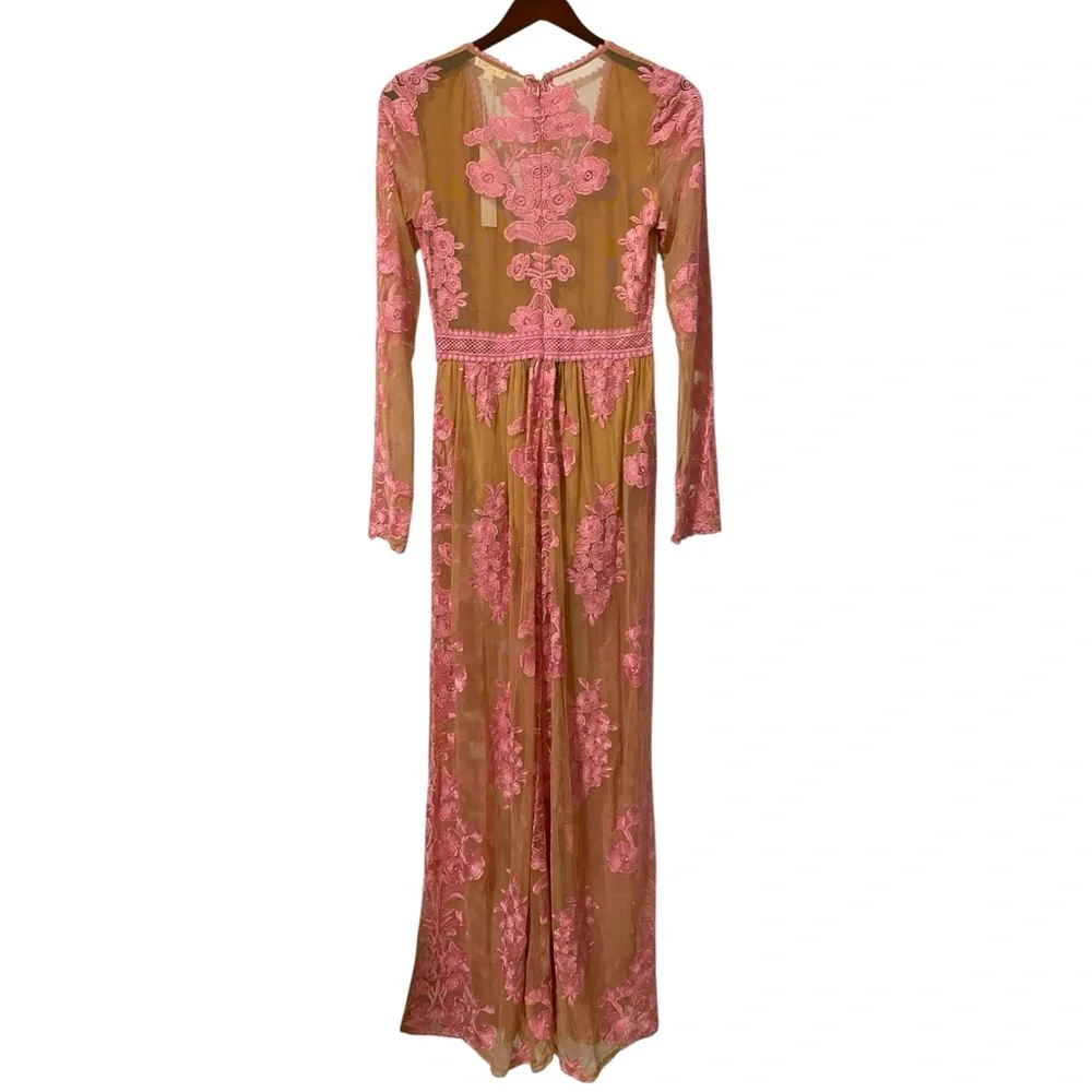 NWT For Love & Lemons Dress Temecula Pink Embroidered Maxi Size M - Picture 5 of 8